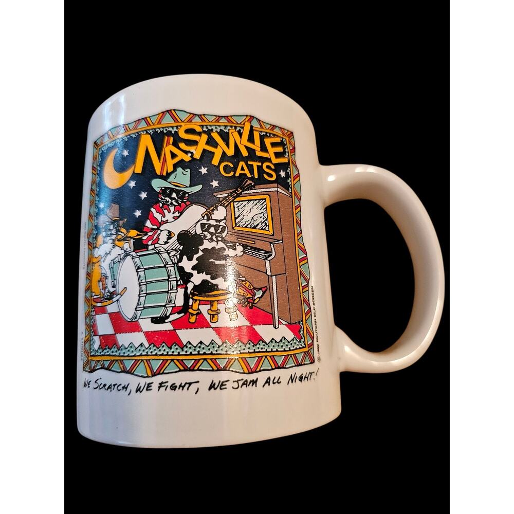Nashville Cats Anthropomorphic Coffee Mug Cup Vintage Band Jazz Rock HTF Design